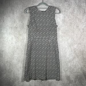Neiman Marcus Shift Dress Womens 6 Black White Tweed Sleeveless Midi Career Work